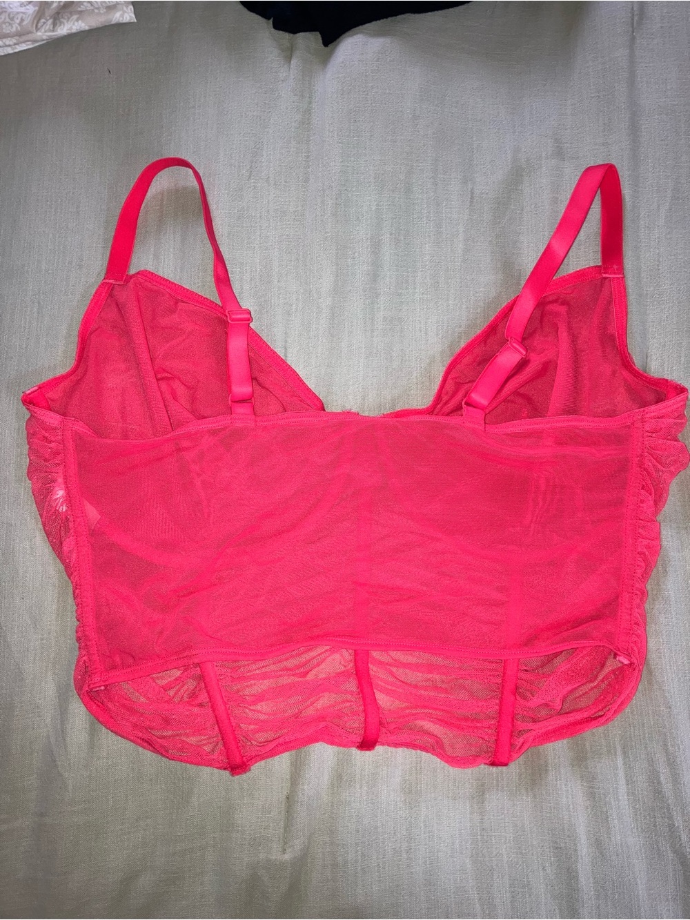 No Boundaries Neon Pink Sheer Bustier Crop Top - Picture 2 of 7